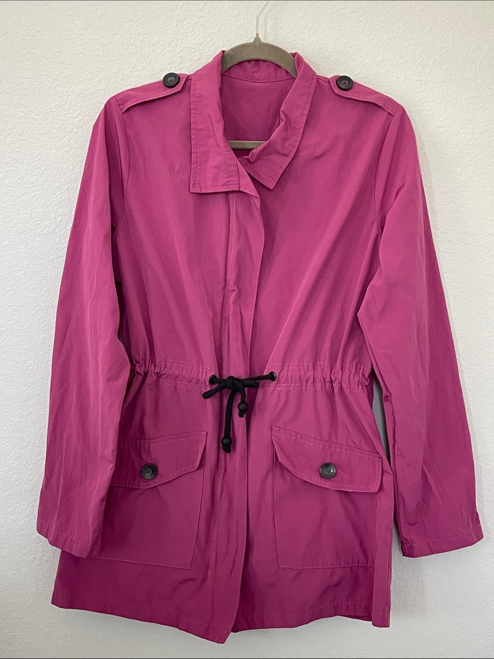 Debrum Women’s M Fuchsia Pink Utility Safari Jacket Drawstring Waist